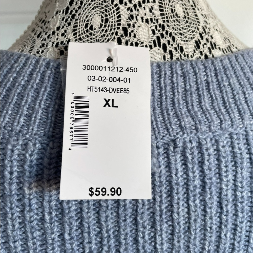 NWT Plus Size Deep V Knit Sweater. XL. Light Blue - Picture 5 of 7